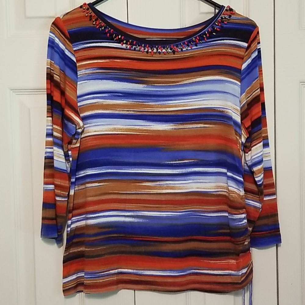 3/4 sleeve boat neck shirt